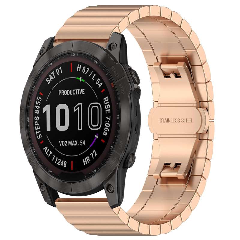 For Garmin Fenix 8/7X/6X/5X 26mm 22mm xDfind One-bead Bamboo Solid Stainless Steel Watch Band(Silver