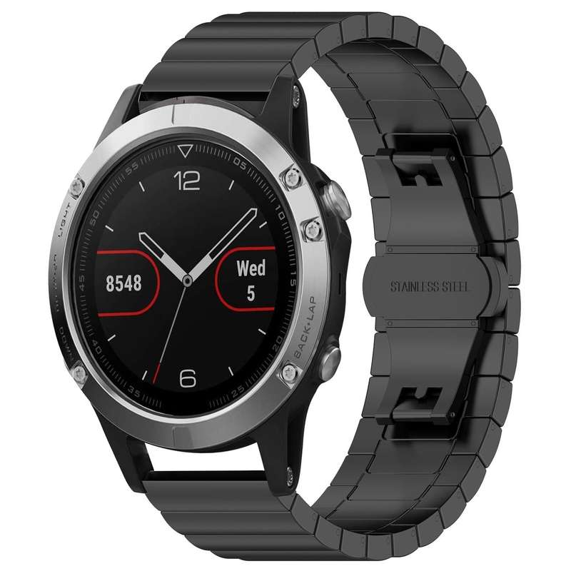 For Garmin Fenix 8/7/6/5 22mm 20mm xDfind One-bead Bamboo Solid Stainless Steel Watch Band(Silver)