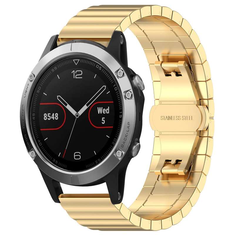 For Garmin Fenix 8/7/6/5 22mm 20mm xDfind One-bead Bamboo Solid Stainless Steel Watch Band(Silver)