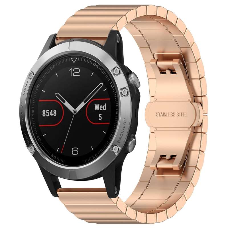 For Garmin Fenix 8/7/6/5 22mm 20mm xDfind One-bead Bamboo Solid Stainless Steel Watch Band(Silver)