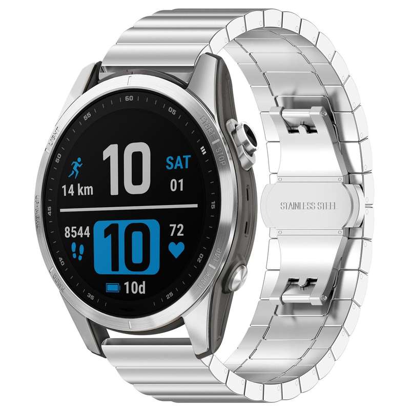 For Garmin Fenix 8/7S/6S/5S 20mm 18mm xDfind One-bead Bamboo Solid Stainless Steel Watch Band(Silver