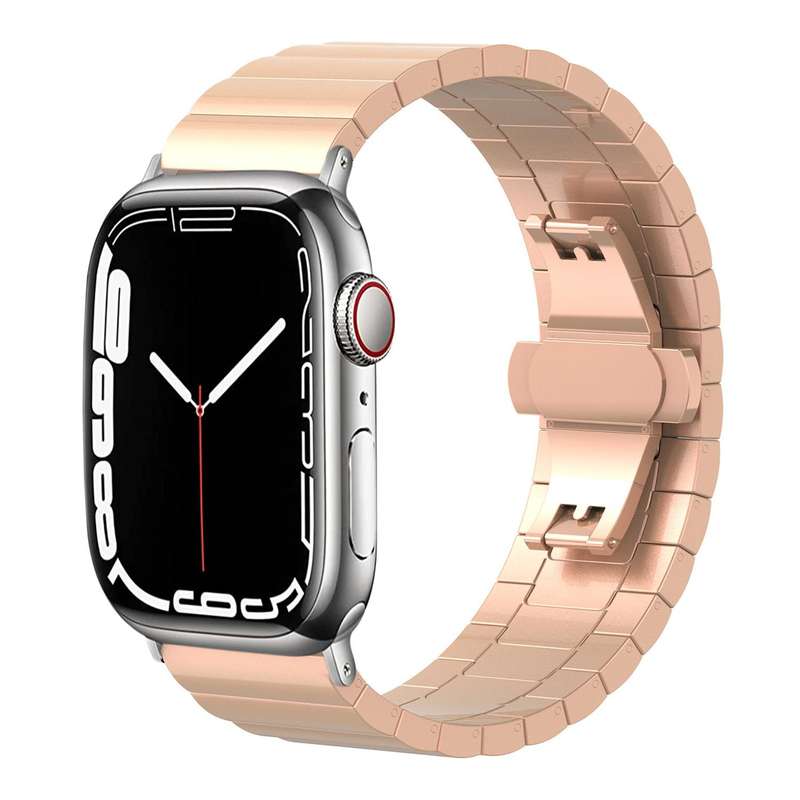 For Apple Watch 42 / 44 / 45 / 46 / 49mm 22mm xDfind One-bead Bamboo Solid Stainless Steel Watch Ban