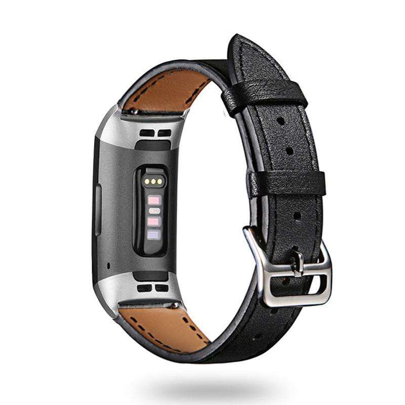 For Fitbit Charge 6 / 5 Cowhide Leather Watch Band(Brown)