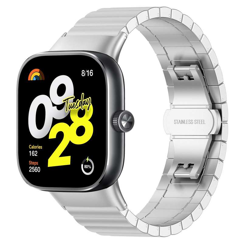 For Xiaomi Smart Band 9 Pro/Redmi Watch 5/4 20mm xDfind One-bead Bamboo Solid Stainless Steel Watch