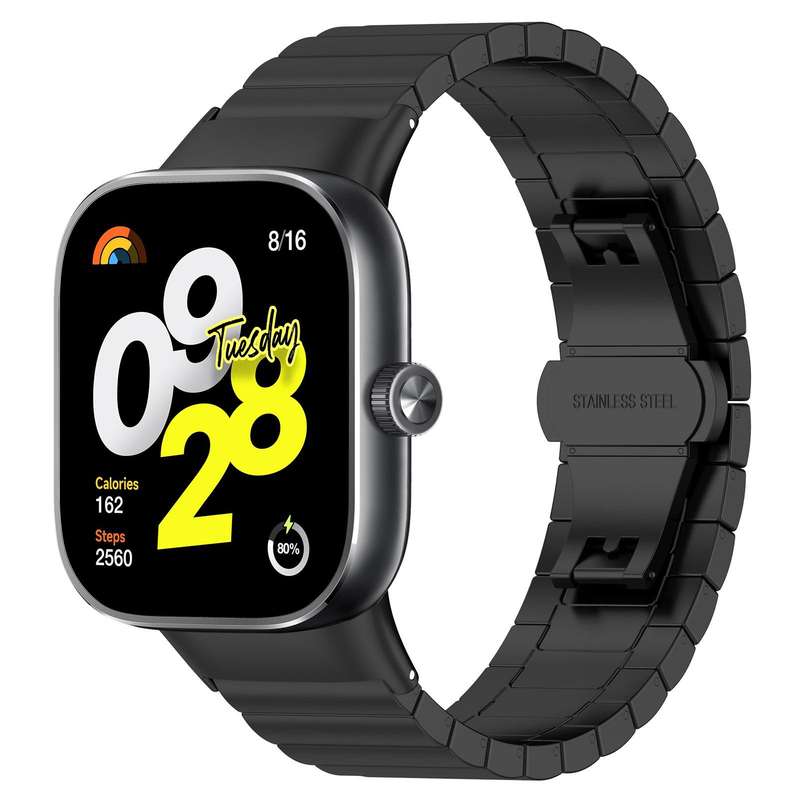 For Xiaomi Smart Band 9 Pro/Redmi Watch 5/4 20mm xDfind One-bead Bamboo Solid Stainless Steel Watch