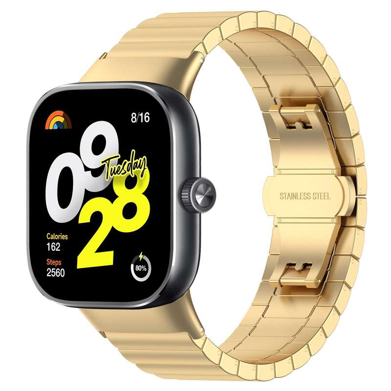 For Xiaomi Smart Band 9 Pro/Redmi Watch 5/4 20mm xDfind One-bead Bamboo Solid Stainless Steel Watch