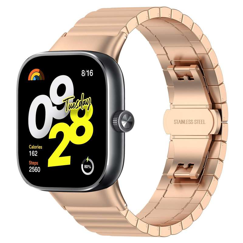 For Xiaomi Smart Band 9 Pro/Redmi Watch 5/4 20mm xDfind One-bead Bamboo Solid Stainless Steel Watch