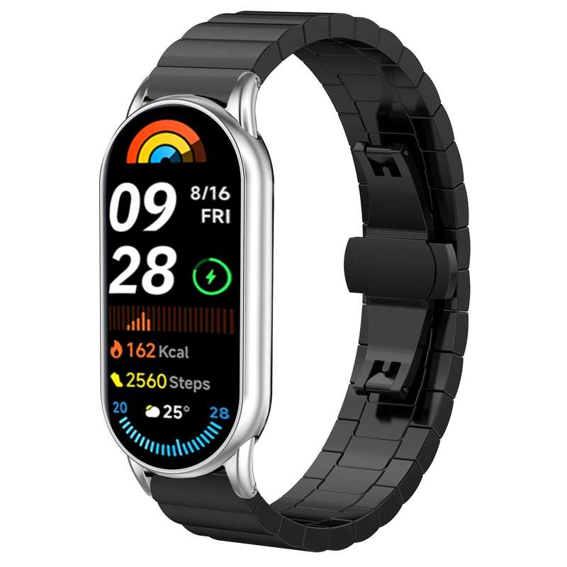For Xiaomi Smart Band 10 / 9 / 8 NFC 14mm xDfind One-bead Bamboo Solid Stainless Steel Watch Band(Si