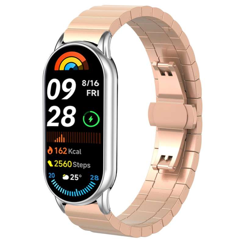 For Xiaomi Smart Band 10 / 9 / 8 NFC 14mm xDfind One-bead Bamboo Solid Stainless Steel Watch Band(Si