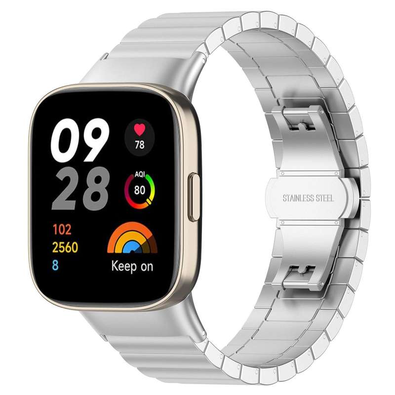 For Redmi Watch 3 20mm xDfind One-bead Bamboo Solid Stainless Steel Watch Band(Silver)