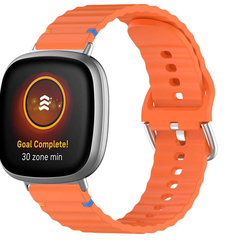 For Fitbit Versa 3 / 4 / Sense 2 Wavy Grain Stitched Silicone Watch Band(Starlight)