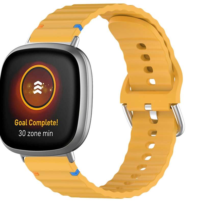 For Fitbit Versa 3 / 4 / Sense 2 Wavy Grain Stitched Silicone Watch Band(Starlight)
