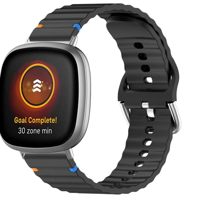 For Fitbit Versa 3 / 4 / Sense 2 Wavy Grain Stitched Silicone Watch Band(Starlight)