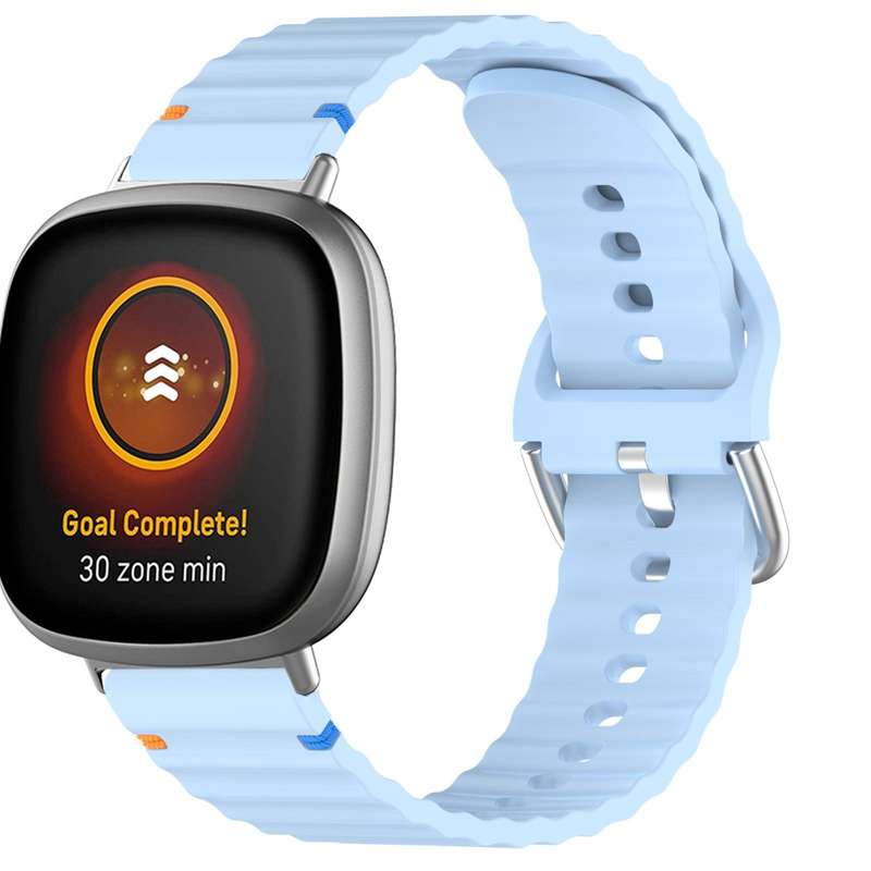 For Fitbit Versa 3 / 4 / Sense 2 Wavy Grain Stitched Silicone Watch Band(Starlight)