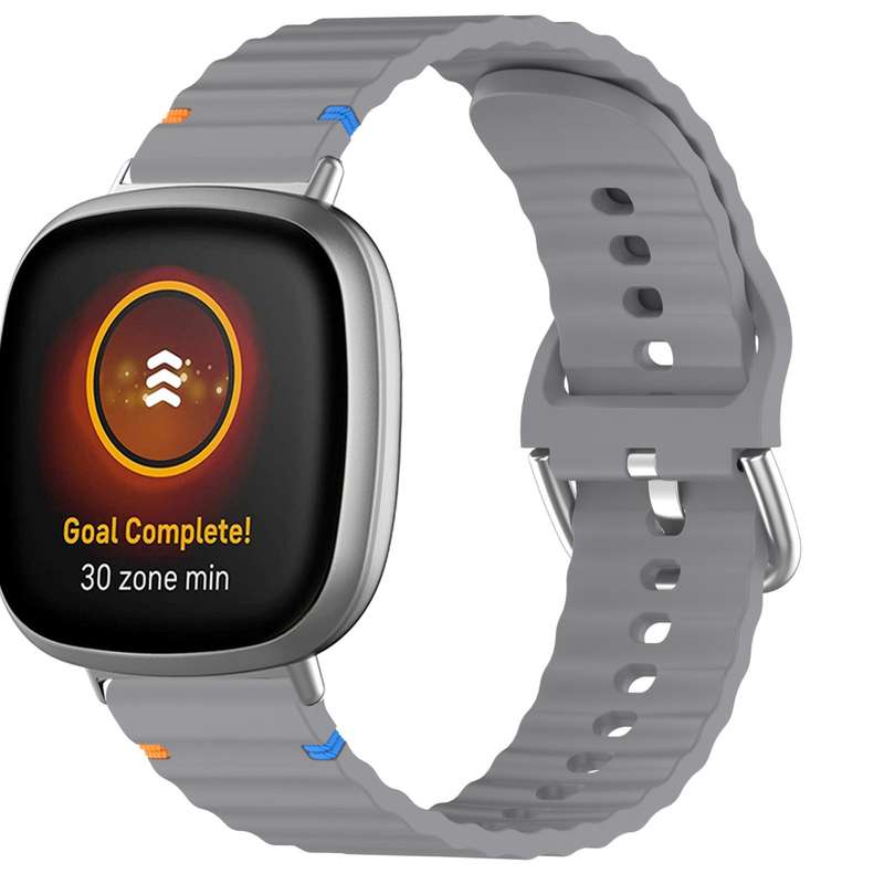 For Fitbit Versa 3 / 4 / Sense 2 Wavy Grain Stitched Silicone Watch Band(Starlight)