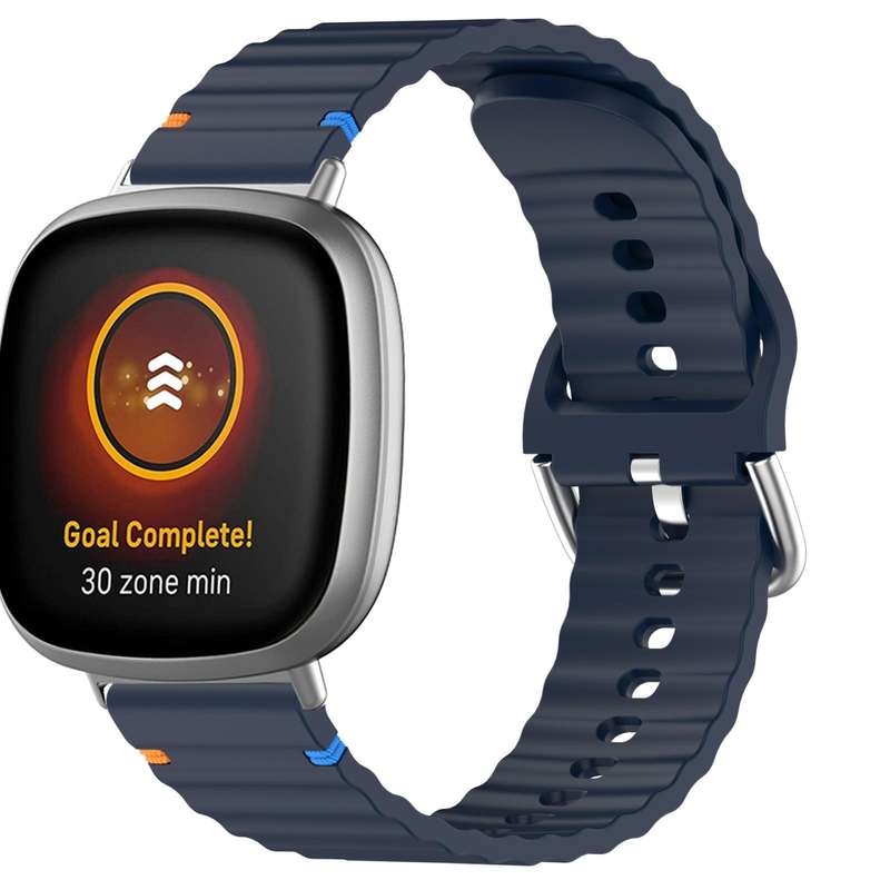 For Fitbit Versa 3 / 4 / Sense 2 Wavy Grain Stitched Silicone Watch Band(Starlight)