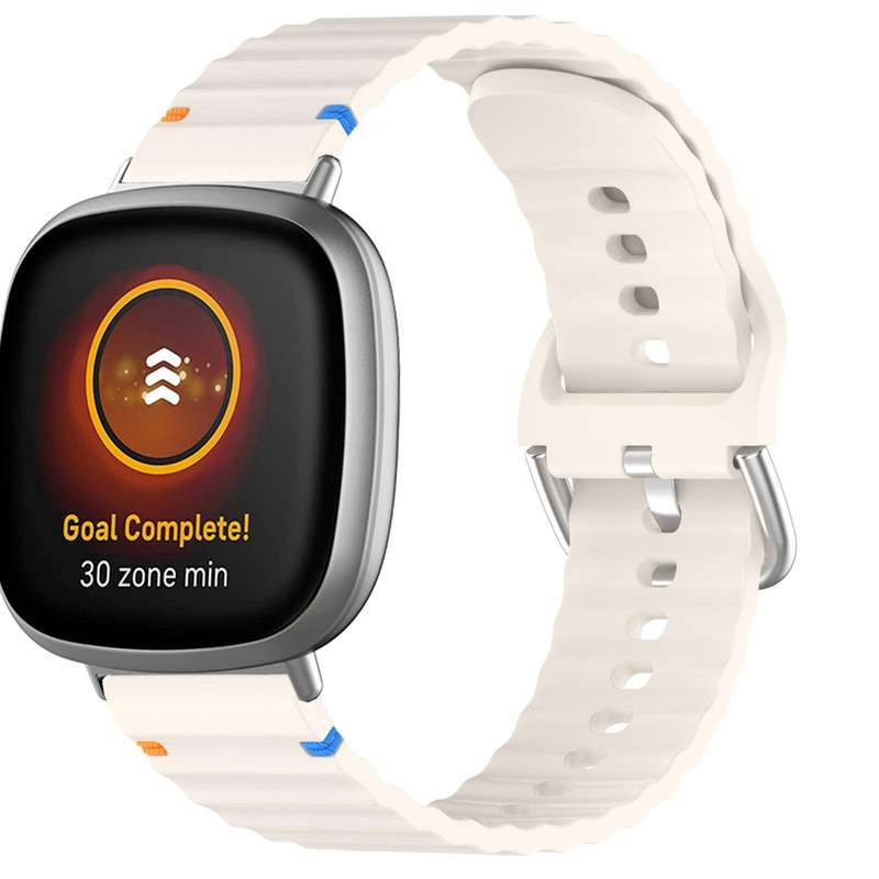 For Fitbit Versa 3 / 4 / Sense 2 Wavy Grain Stitched Silicone Watch Band(Starlight)
