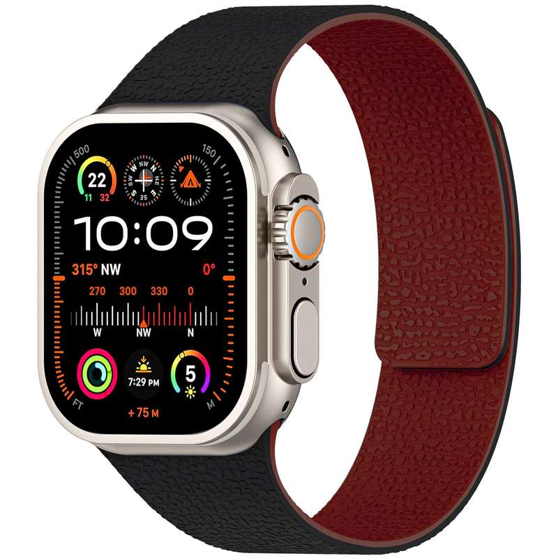 For Apple Watch 38 / 40 / 41 / S10 42mm xDfind Flat Head Litchi Texture Magnetic Silicone Watch Band