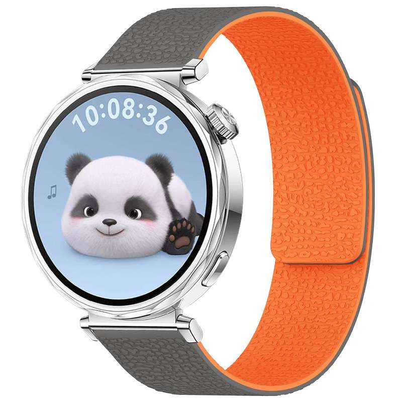 18mm xDfind Flat Head Litchi Texture Magnetic Silicone Watch Band(Grey)