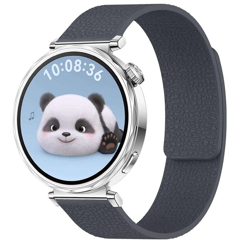 18mm xDfind Flat Head Litchi Texture Magnetic Silicone Watch Band(Grey)