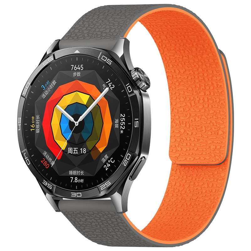 20mm xDfind Flat Head Litchi Texture Magnetic Silicone Watch Band(Grey)