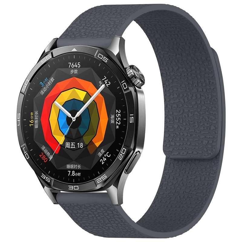 20mm xDfind Flat Head Litchi Texture Magnetic Silicone Watch Band(Grey)