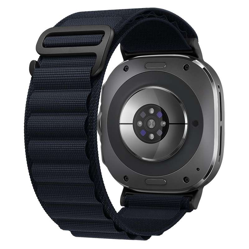 For Samsung Galaxy Watch Ultra 47mm xDfind Black Buckle Loop Nylon Watch Band(Midnight Blue)