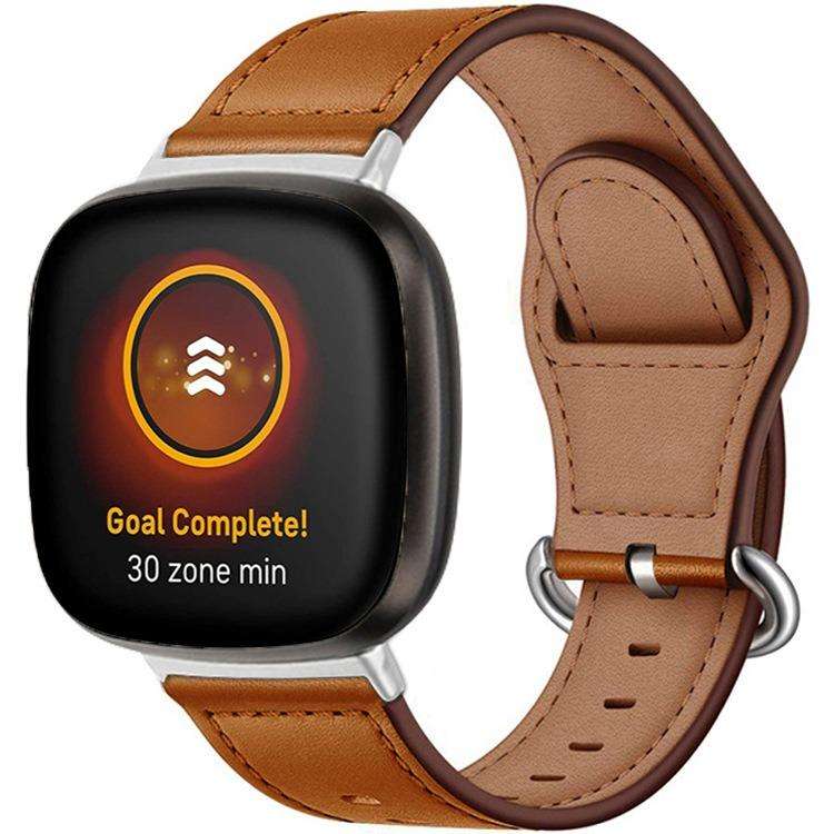 For Fitbit Versa 3 / 4 / Sense 2 Classic Buckle Genuine Leather Watch Band(Chocolate Color)