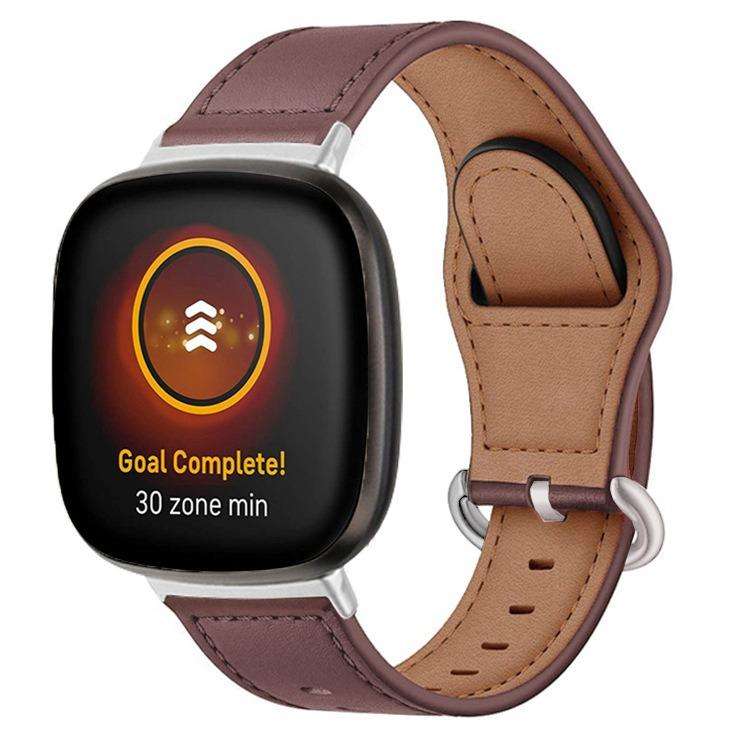 For Fitbit Versa 3 / 4 / Sense 2 Classic Buckle Genuine Leather Watch Band(Chocolate Color)