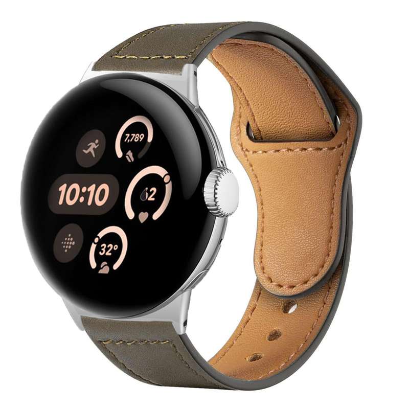 For Google Pixel Watch 3 45mm Reverse Buckle Genuine Leather Watch Band(Light Grey)