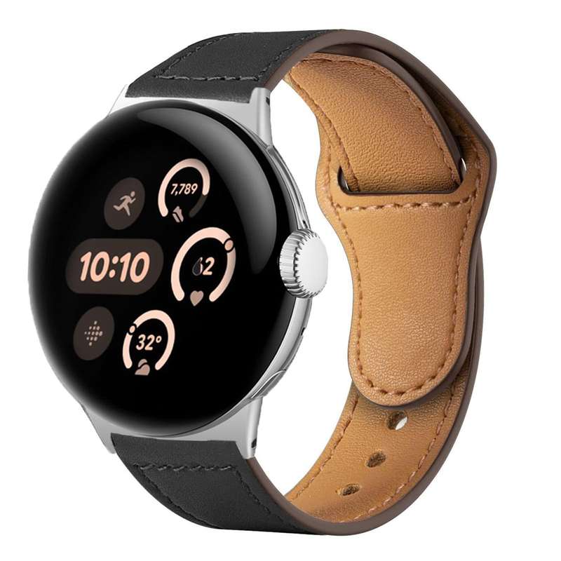 For Google Pixel Watch 1 / 2 / 3 41mm Reverse Buckle Genuine Leather Watch Band(Light Grey)