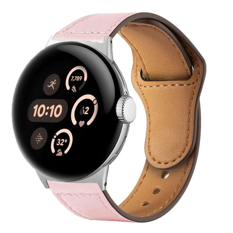 For Google Pixel Watch 1 / 2 / 3 41mm Reverse Buckle Genuine Leather Watch Band(Light Grey)