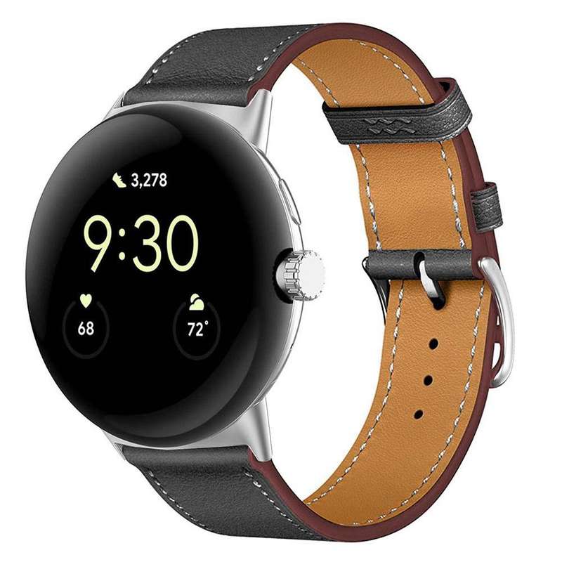 For Google Pixel Watch 3 45mm Fashionable Genuine Leather Watch Band(Brown)