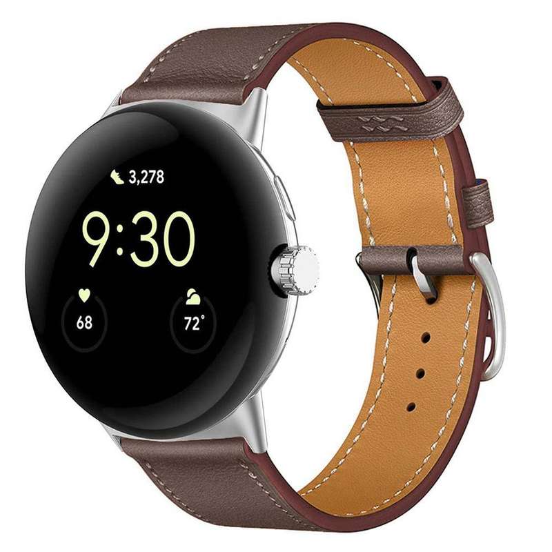 For Google Pixel Watch 3 45mm Fashionable Genuine Leather Watch Band(Brown)