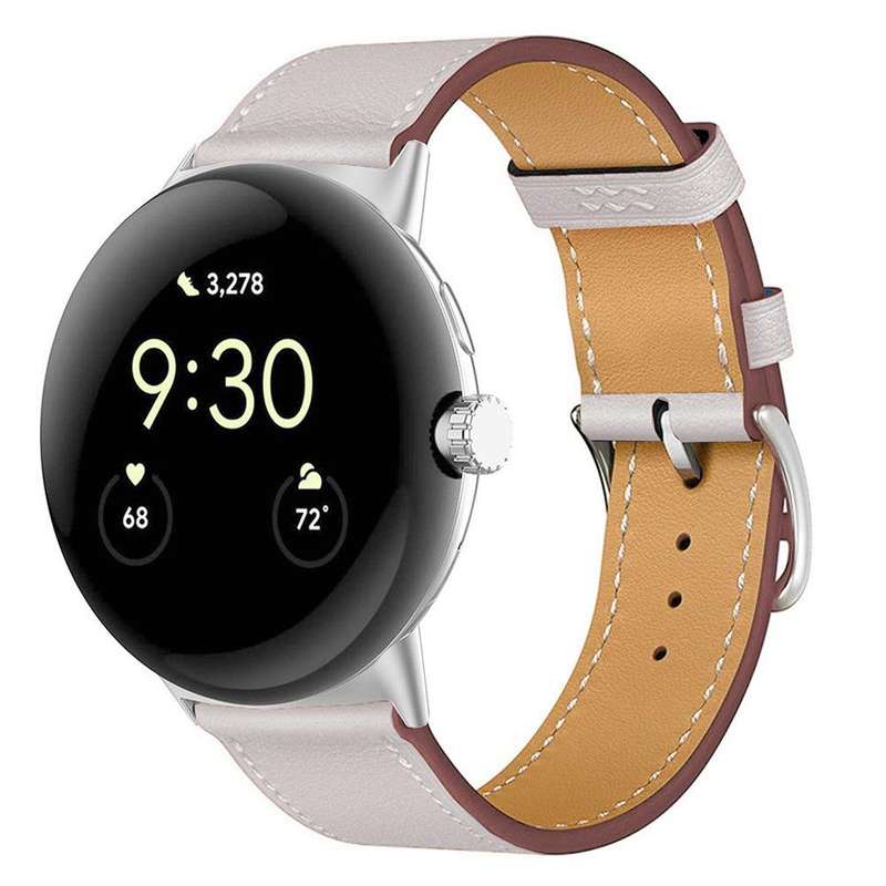 For Google Pixel Watch 3 45mm Fashionable Genuine Leather Watch Band(Brown)