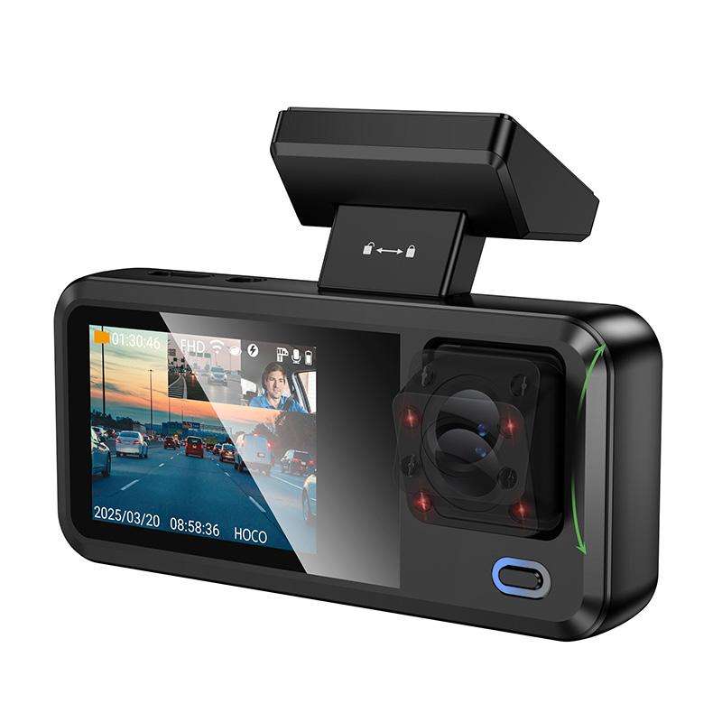 hoco DV15 2 inch Screen Display Three-way Driving Recorder(Black)
