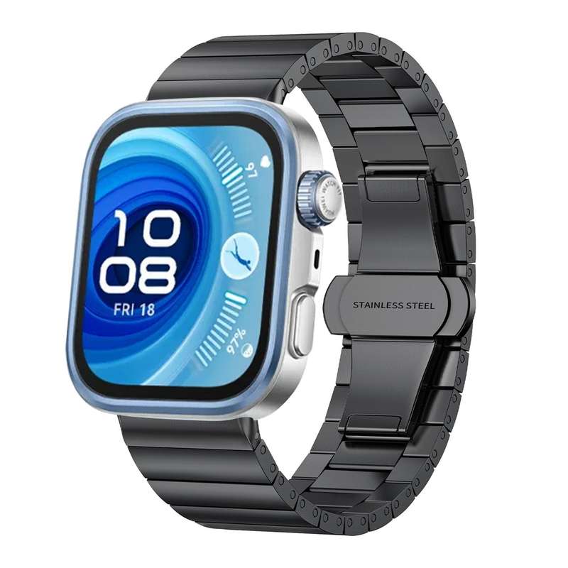 For Huawei Watch Fit 4 / 4 Pro / 3 Bamboo Stainless Steel Watch Band(Black)