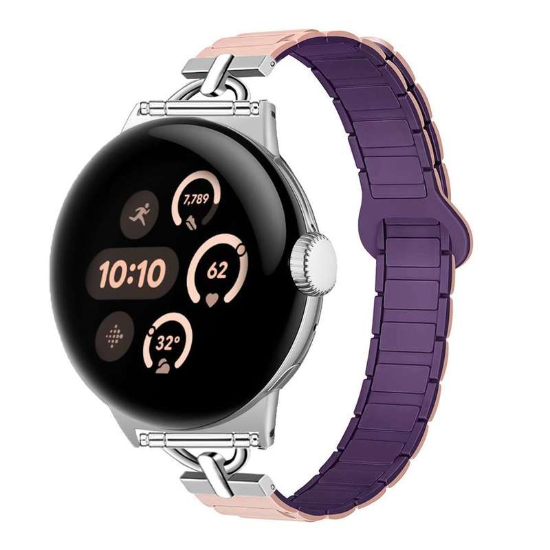 22mm D-shaped Tri-beads Magnetic Silicone Watch Band(Ceramic White)