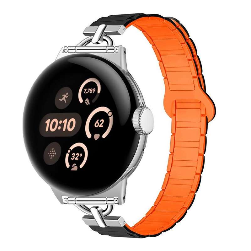 22mm D-shaped Tri-beads Magnetic Silicone Watch Band(Ceramic White)