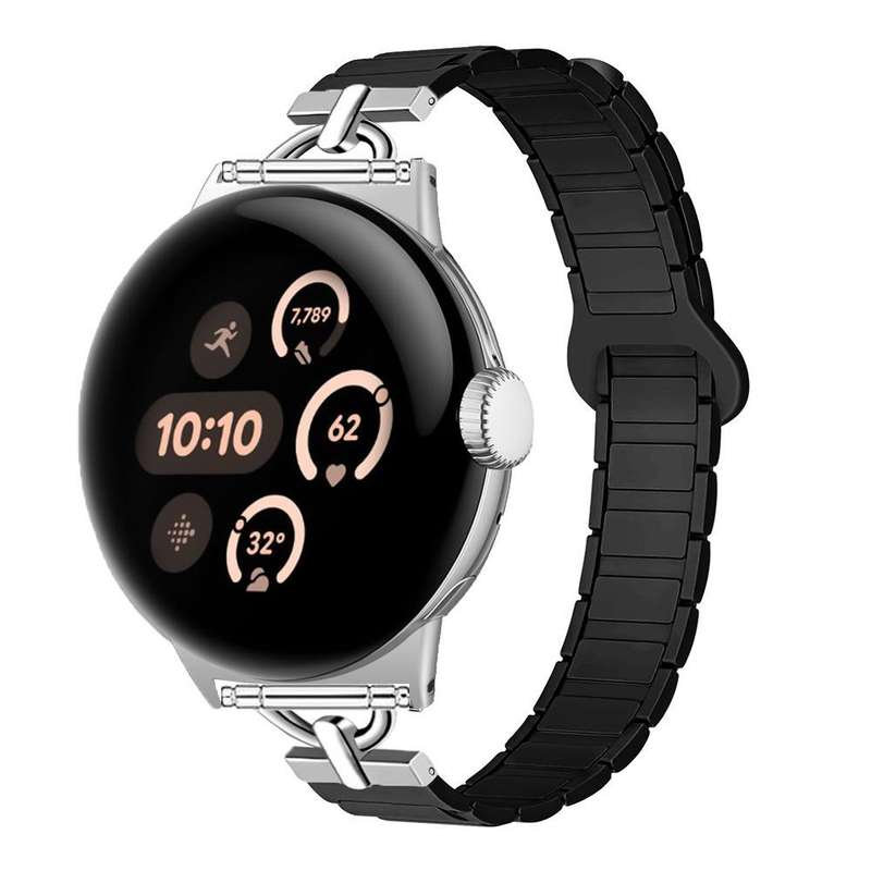 22mm D-shaped Tri-beads Magnetic Silicone Watch Band(Ceramic White)