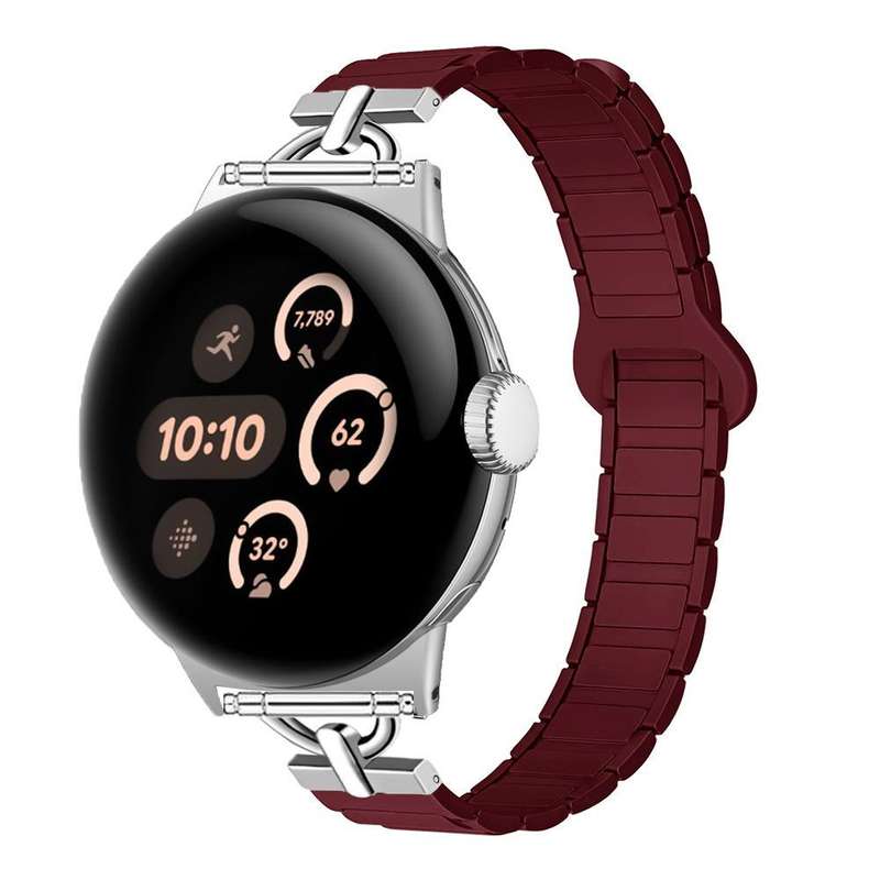 22mm D-shaped Tri-beads Magnetic Silicone Watch Band(Ceramic White)