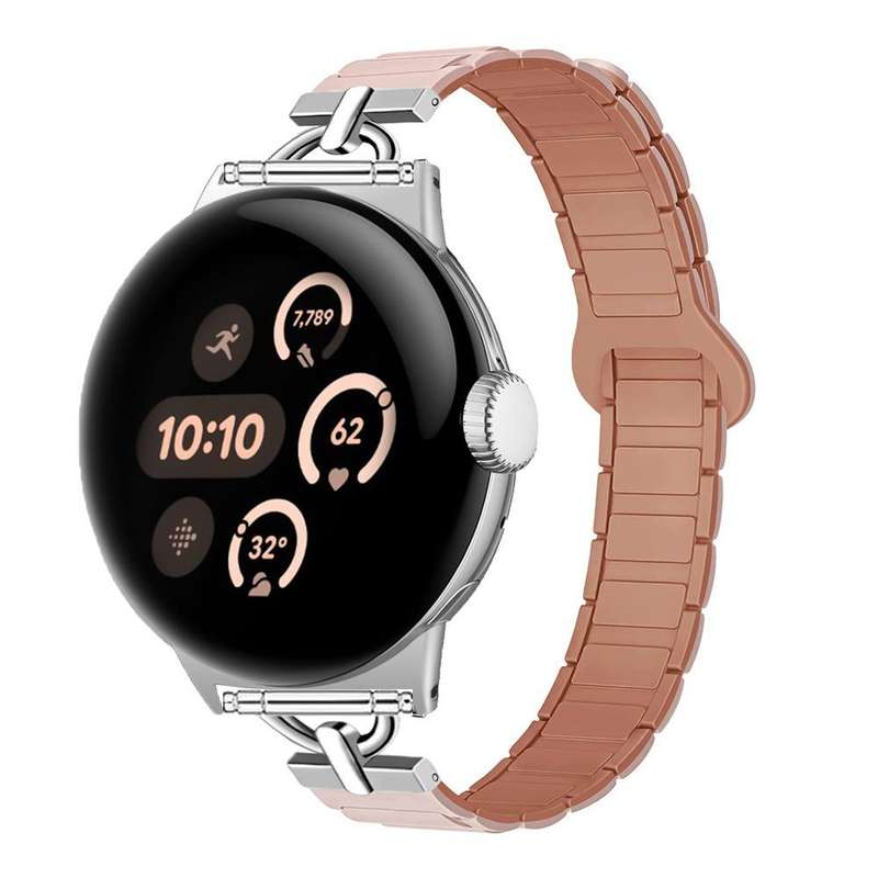 22mm D-shaped Tri-beads Magnetic Silicone Watch Band(Ceramic White)