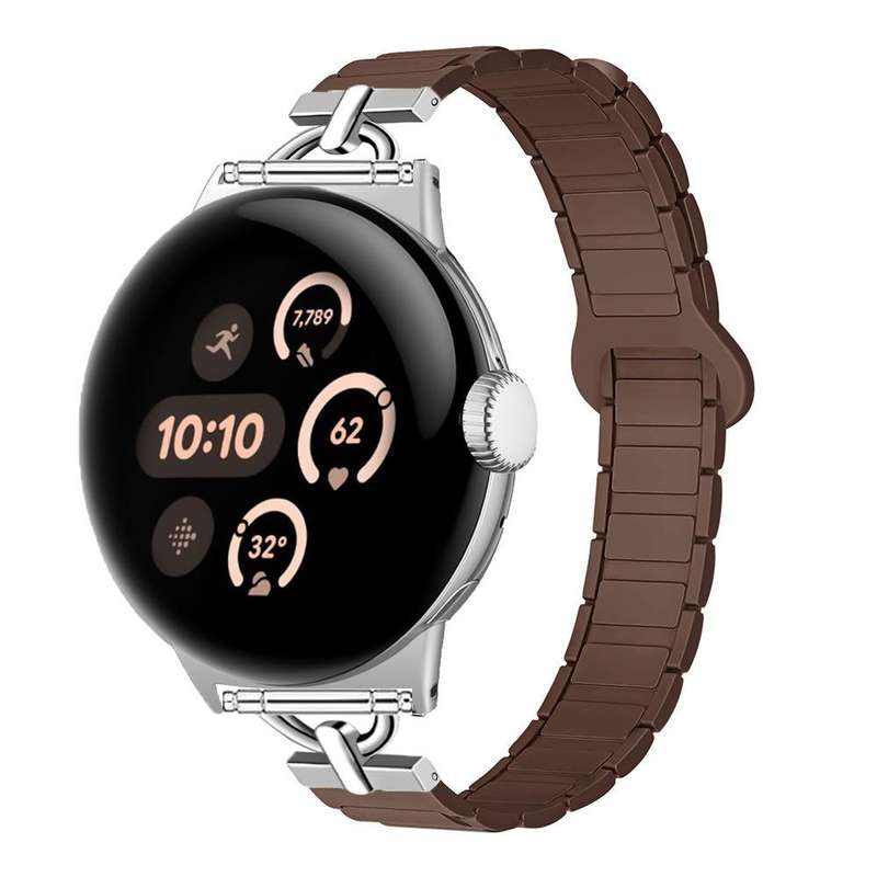 22mm D-shaped Tri-beads Magnetic Silicone Watch Band(Ceramic White)