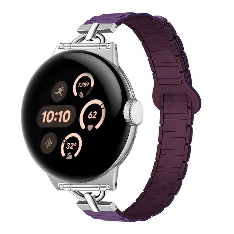 22mm D-shaped Tri-beads Magnetic Silicone Watch Band(Ceramic White)