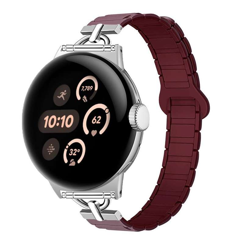 22mm D-shaped Tri-beads Magnetic Silicone Watch Band(Ceramic White)