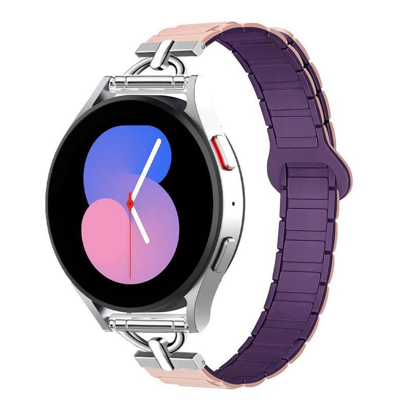 20mm D-shaped Tri-beads Magnetic Silicone Watch Band(Smoky Purple Wine Red)