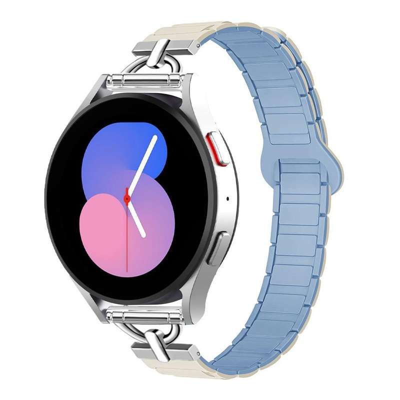 20mm D-shaped Tri-beads Magnetic Silicone Watch Band(Smoky Purple Wine Red)