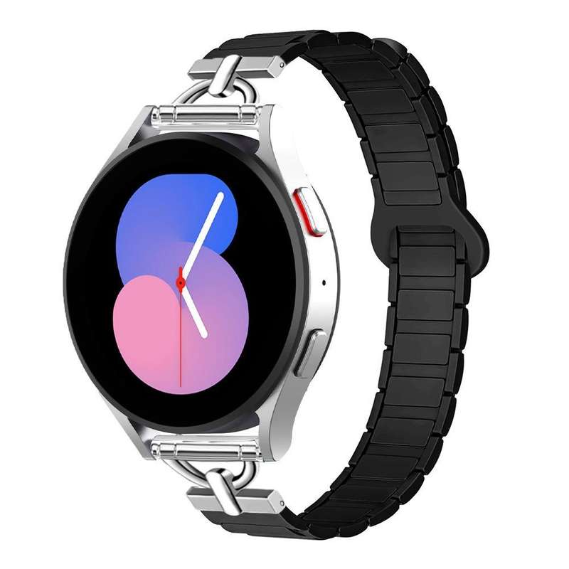 20mm D-shaped Tri-beads Magnetic Silicone Watch Band(Smoky Purple Wine Red)