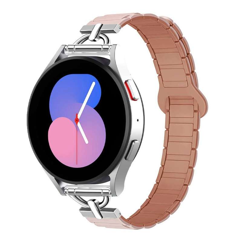 20mm D-shaped Tri-beads Magnetic Silicone Watch Band(Smoky Purple Wine Red)
