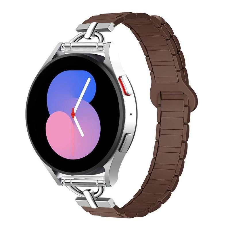 20mm D-shaped Tri-beads Magnetic Silicone Watch Band(Smoky Purple Wine Red)